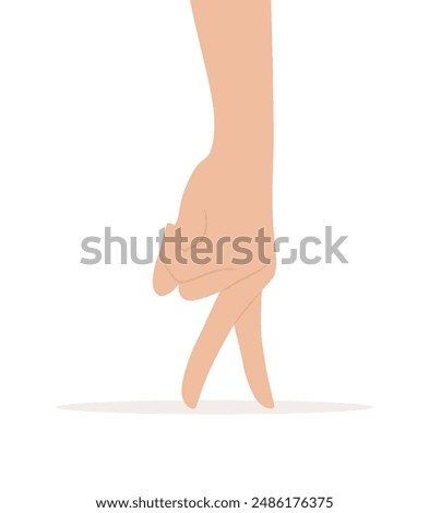 Hand imitating walking with fingers isolated on a white background. Flat vector illustration