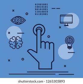 hand index with artificial intelligence icons