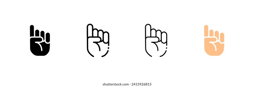 Hand index finger icons. Different styles, hand index finger icons. Vector icons