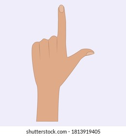 Hand with index finger up - isolated on white background - vector.
