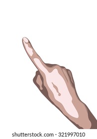 Hand with the index finger isolated on white background. Vector illustration