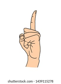 Hand with index finger point up side view illustration flat clip art