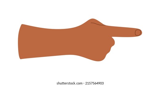 Hand with index finger pointing, aiming, indicating right icon. Forefinger showing direction, directing there. Arm pointer choosing. Flat vector illustration isolated on white background