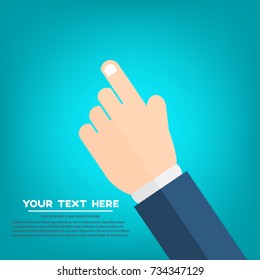 Hand with index finger pointing at something. Flat style icon.