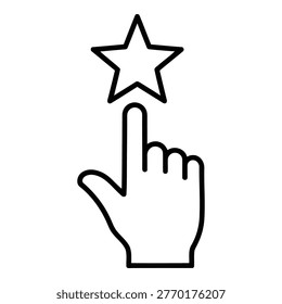 Hand with index finger pointing up to star
