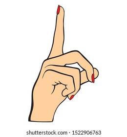 Mano con el dedo índice. Apuntando con el dedo. Ilustración vectorial de manos femeninas 