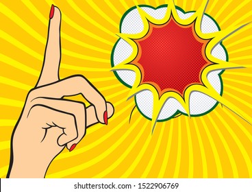 Hand with index finger. Pointing finger. Vector Illustration of female hands 