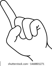 Hand index finger shows number one. Vector outline icon isolated on white background.