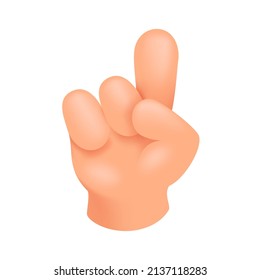 Hand with index finger up in vector cartoon comic style, volumetric hand with index finger up 3d vector illustration.