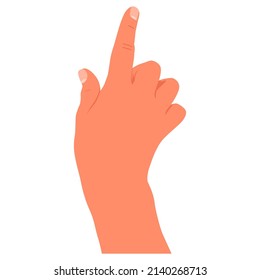 Hand with index finger vector cartoon illustration isolated on a white background.
