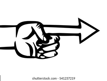Hand with the index finger which is an arrow