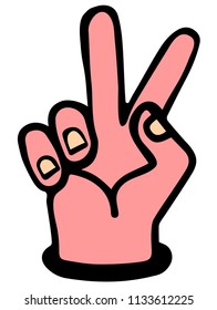 hand with index fingers and half raised making the victory sign