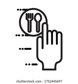 hand index fork and spoon delivery service line style vector illustration design