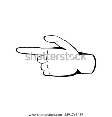 Hand Index Pointing left Illustration. Finger hand drawn sketch style Line art vector illustration