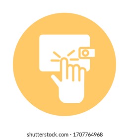 hand indexing wallet money block style icon vector illustration design