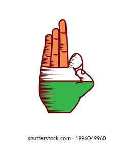hand with indian flag isolated icon