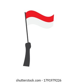 Hand und indonesische Flagge, Vektordesign
