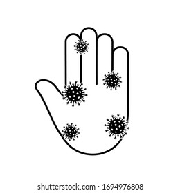 Hand infected with pathogen bacteria of coronavirus icon - stock vector