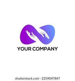 hand infinity logo design vector template