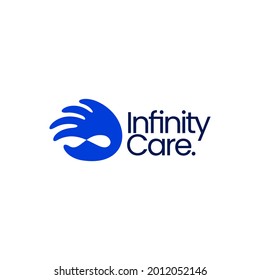 mano infinity mobius ilimitado donación de cuidados ayuda logo icono vectorial