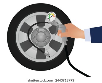 Hand inflate wheel. vector illustration