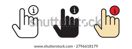 Hand with Information Icon represents guidance, support, customer assistance, and information services.