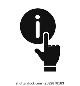 Hand with information icon Symbol mark in Outline style