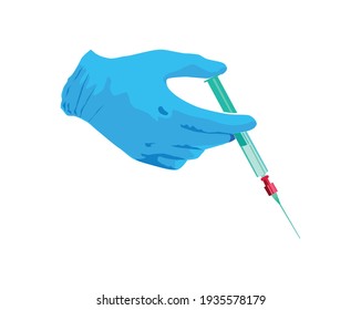 hand injecting, vector illustration, white background