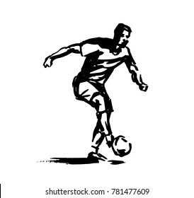 Hand ink sketch soccer. Vector illustration