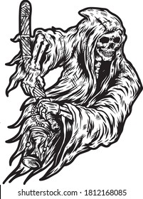 Hand Inked Grim Reaper Illustration