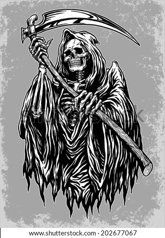 Hand Inked Grim Reaper Illustration