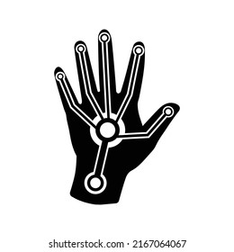 Hand, input icon. Black vector graphics.