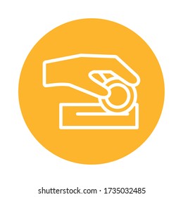 hand insert coin donation icon vector illustration design