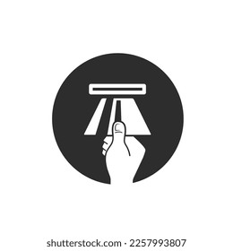 hand inserting credit card in atm machine icon vector concept design template web