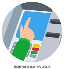 Hand inserting credit card into the atm slot