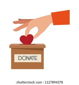 Hand inserting heart to box