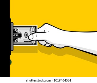 Hand inserting money in vending machine