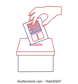 hand inserting a paper ballot voting in independence catalonia