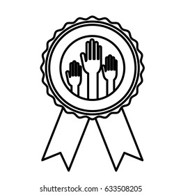 Hand inside seal stamp icon. Vote president election government  and campaign theme. Isolated design. Vector illustration
