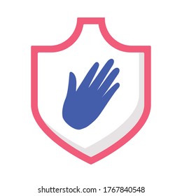 Hand inside shield design of Medical care health and emergency theme Vector illustration
