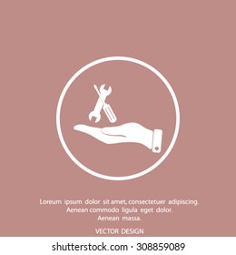 hand and instrument vector icon
