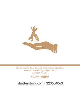 hand and instrument vector icon