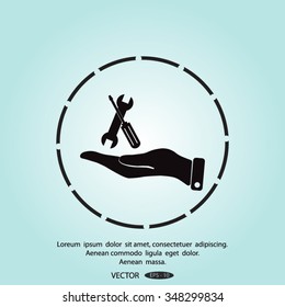 hand and instrument vector icon