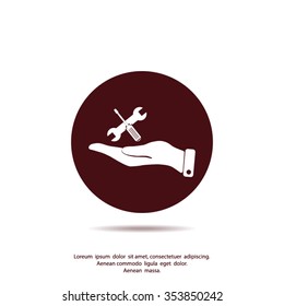 hand and instrument vector icon