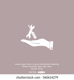 hand and instrument vector icon