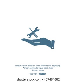 hand and instrument vector icon