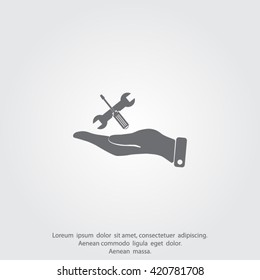 hand and instrument vector icon