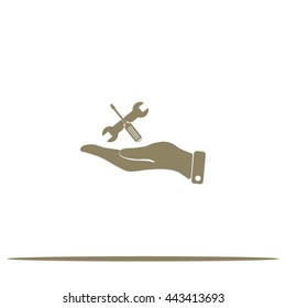 hand and instrument vector icon