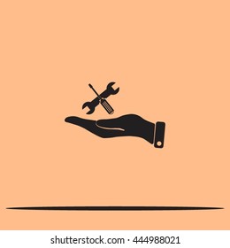 hand and instrument vector icon