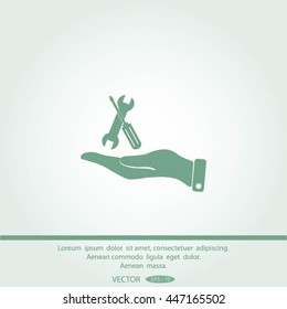 hand and instrument vector icon